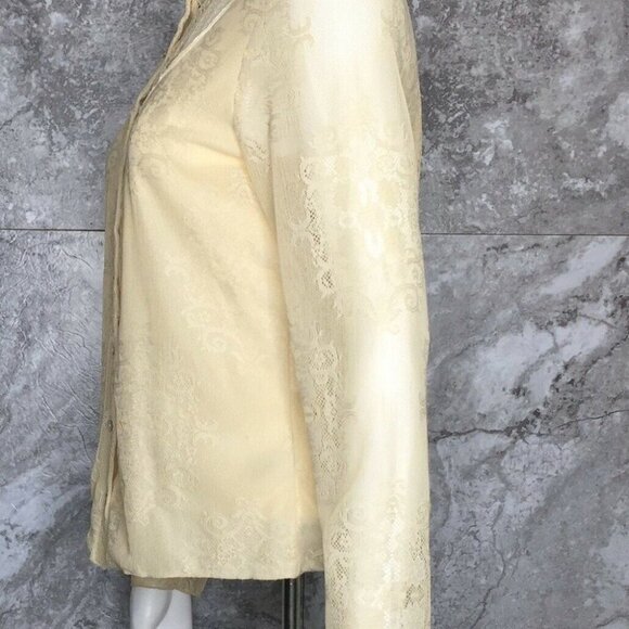 J. JILL Button Up Lace Cream Blouse Prairie - Picture 5 of 6